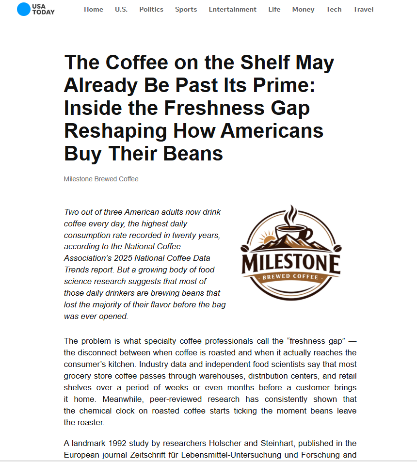 USA Today feature — coffee freshness gap